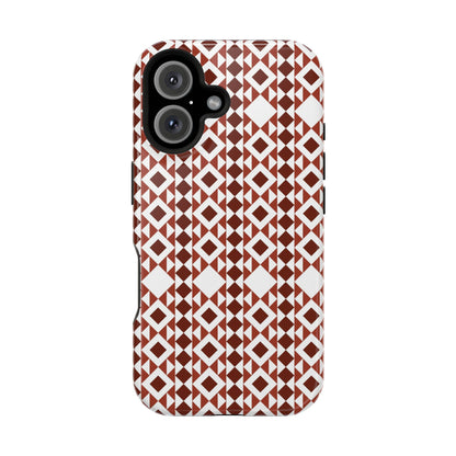 Red and White geometric Design Iphone Magnetic Tough Case