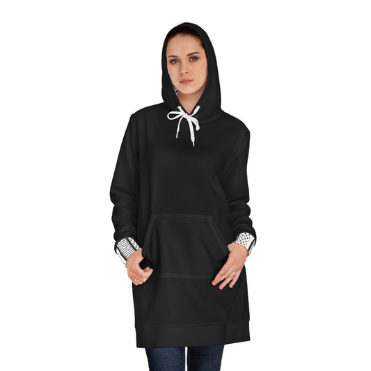 Black and White Hattah Design - Stylish Women's Hoodie Dress