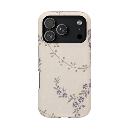 Purple Floral Design - Iphone Magnetic Tough Case