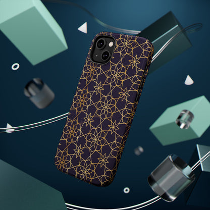 Gold and Purple Geometric Design Iphone Magnetic Tough Case