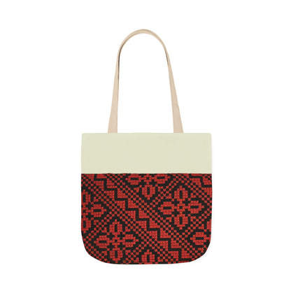 Red and Black Tatreez Designs Tote Bag