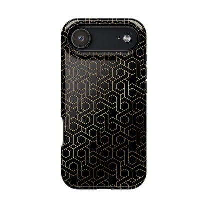 Black and Gold ⭐️ Geometric Design Iphone Magnetic Tough Case