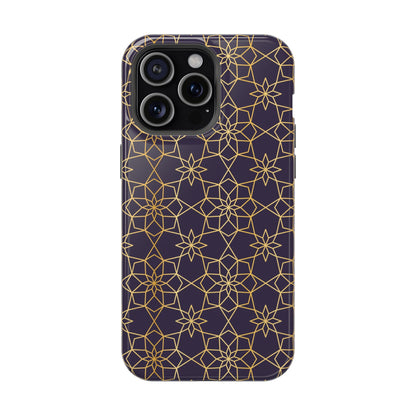 Gold and Purple Geometric Design Iphone Magnetic Tough Case