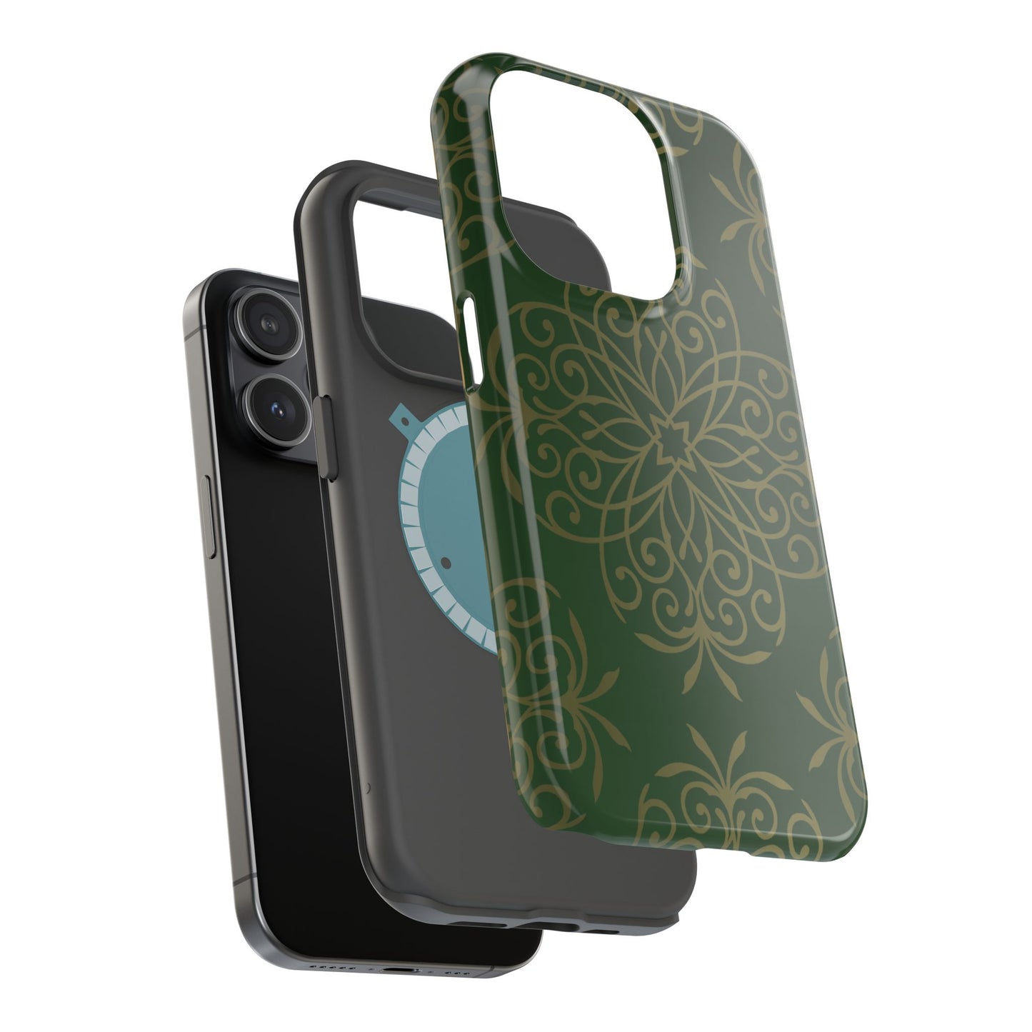 Gold and Green Flowery Design - Iphone Magnetic Tough Case