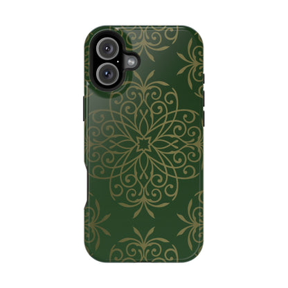 Gold and Green Flowery Design - Iphone Magnetic Tough Case