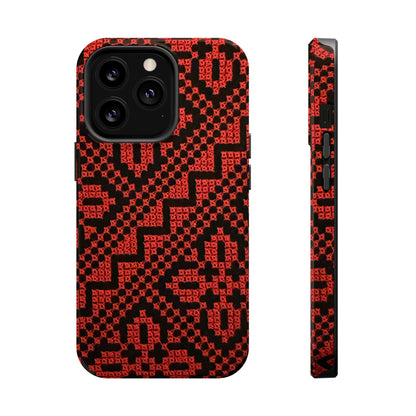 Red and Black Tatreez Design - Iphone Magnetic Tough Case