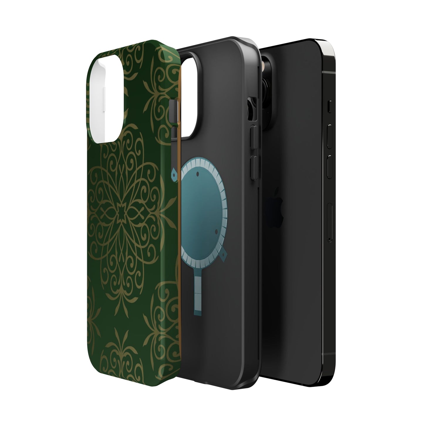 Gold and Green Flowery Design - Iphone Magnetic Tough Case