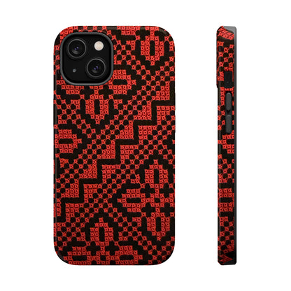 Red and Black Tatreez Design - Iphone Magnetic Tough Case