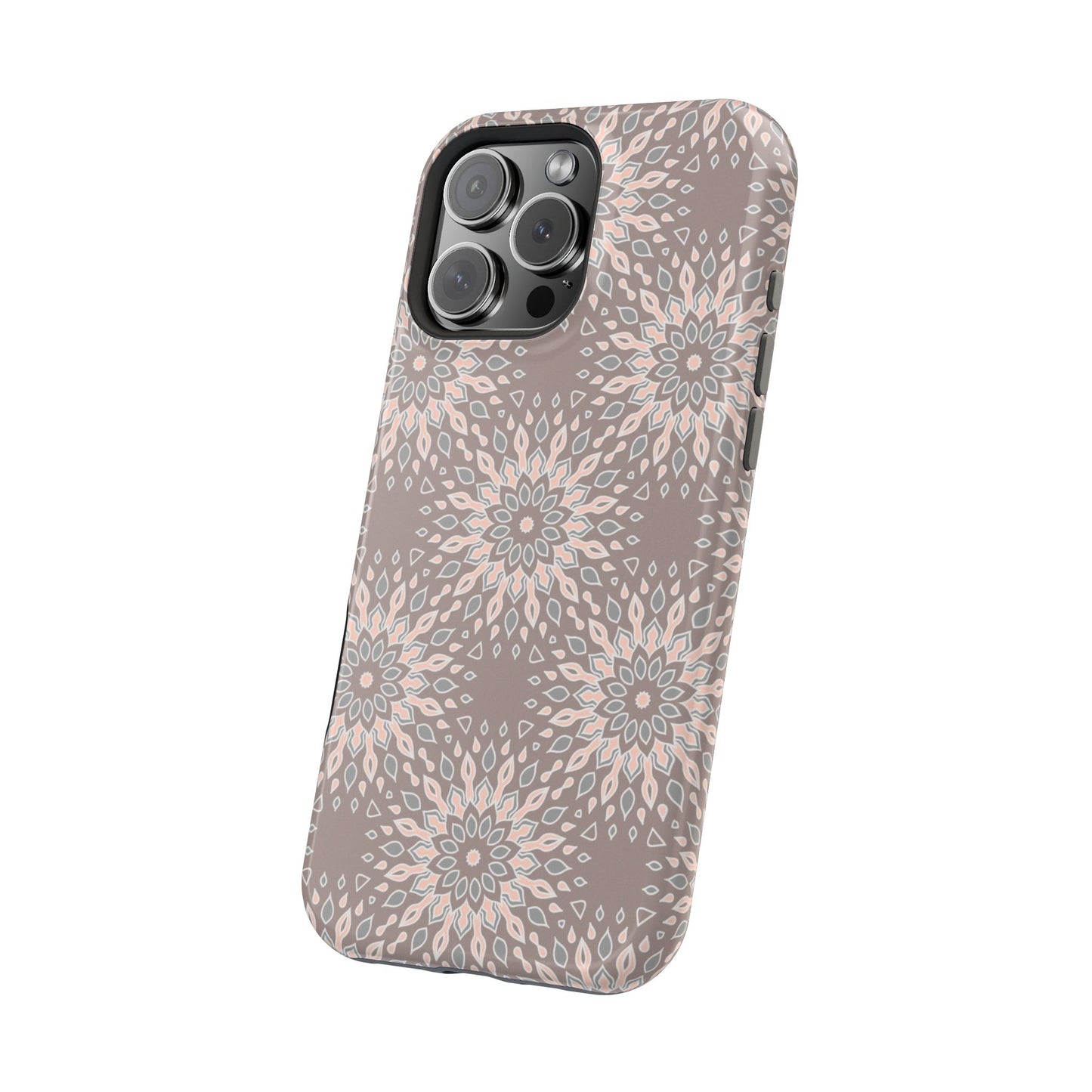 Beige Floral Design - Iphone Magnetic Tough Case