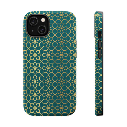 Gold and Green Flower Design - Iphone Magnetic Tough Case
