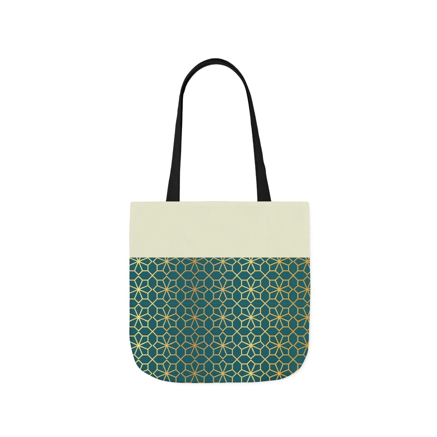 Gold and Green geometric Designs  Tote Bag, 2-Color Straps