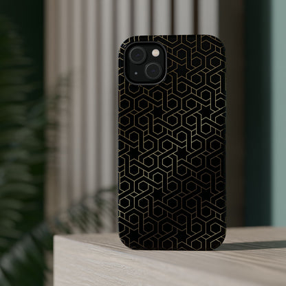 Black and Gold ⭐️ Geometric Design Iphone Magnetic Tough Case