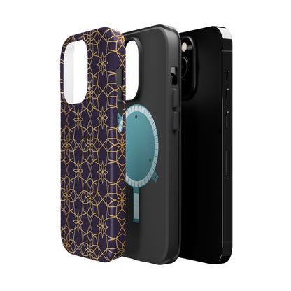 Gold and Purple Geometric Design Iphone Magnetic Tough Case