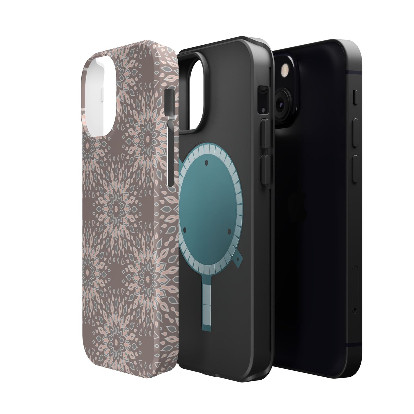 Beige Floral Design - Iphone Magnetic Tough Case
