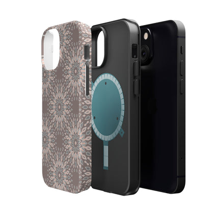 Beige Floral Design - Iphone Magnetic Tough Case