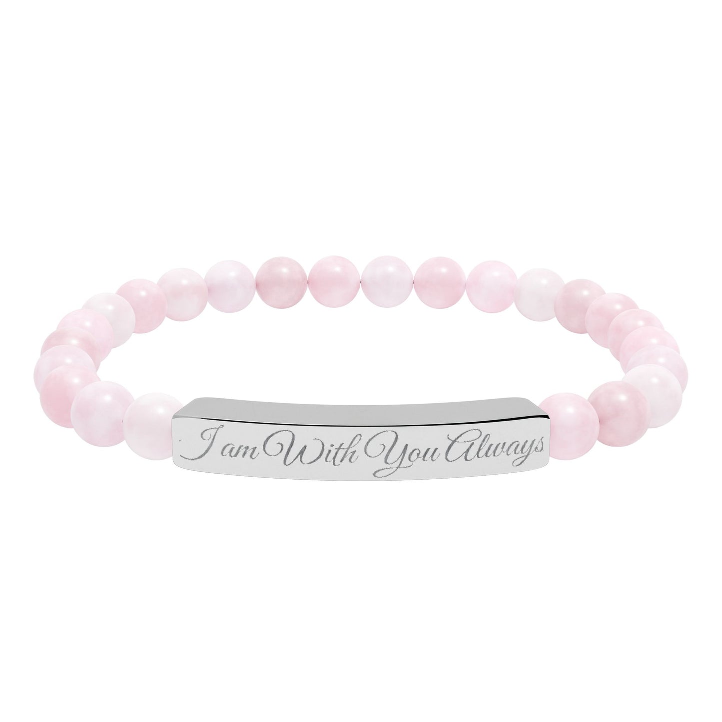 “I am With You Always” Engraved Natural Stone Bracelet - Meaningful Gift for Mindfulness and Style