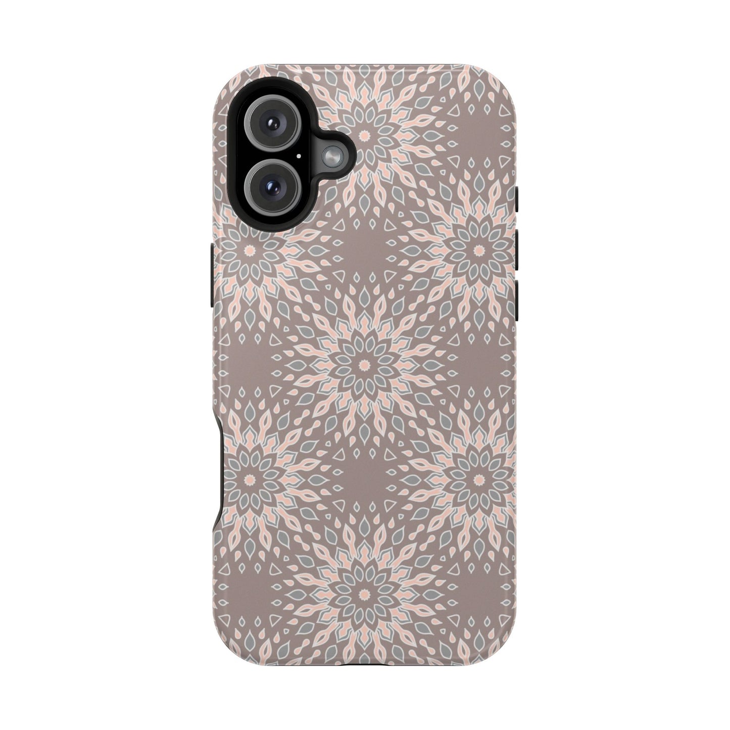 Beige Floral Design - Iphone Magnetic Tough Case