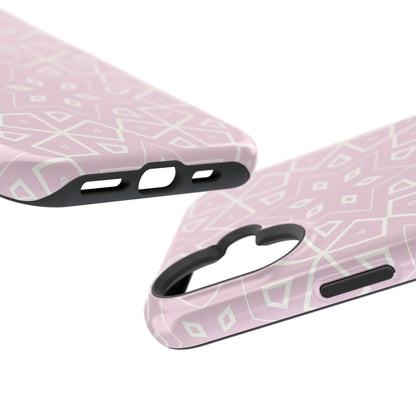 Pink and White Geometric Design Iphone Magnetic Tough Case