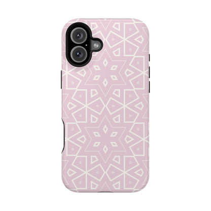 Pink and White Geometric Design Iphone Magnetic Tough Case