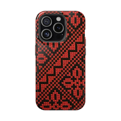 Red and Black Tatreez Design - Iphone Magnetic Tough Case