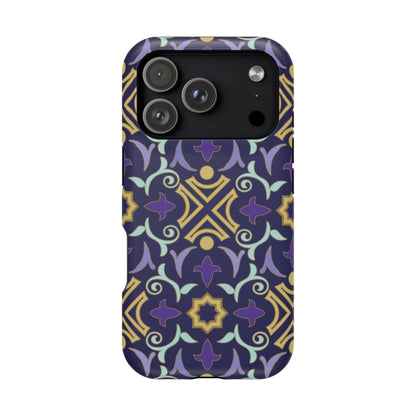 Geometric Purple and Gold Design Iphone Magnetic Tough Case