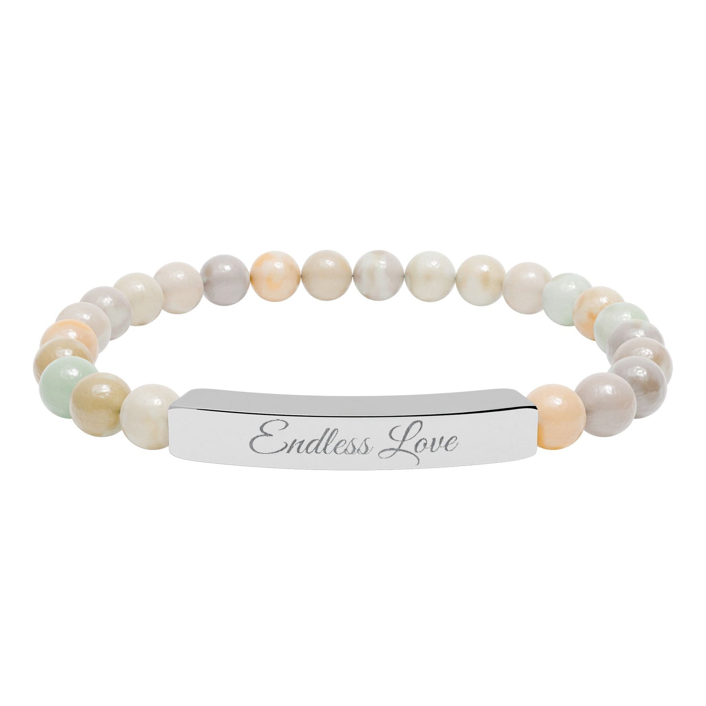 “Endless Love 💕 ” Engraved Natural Stone Bracelet - Meaningful Gift for Mindfulness and Style