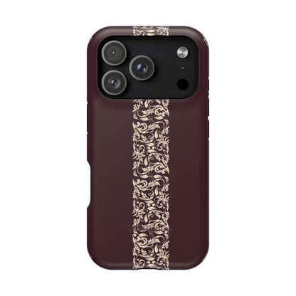 Red Dark and Beige geometric Design Iphone Magnetic Tough Case