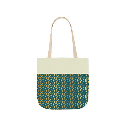 Gold and Green geometric Designs  Tote Bag, 2-Color Straps