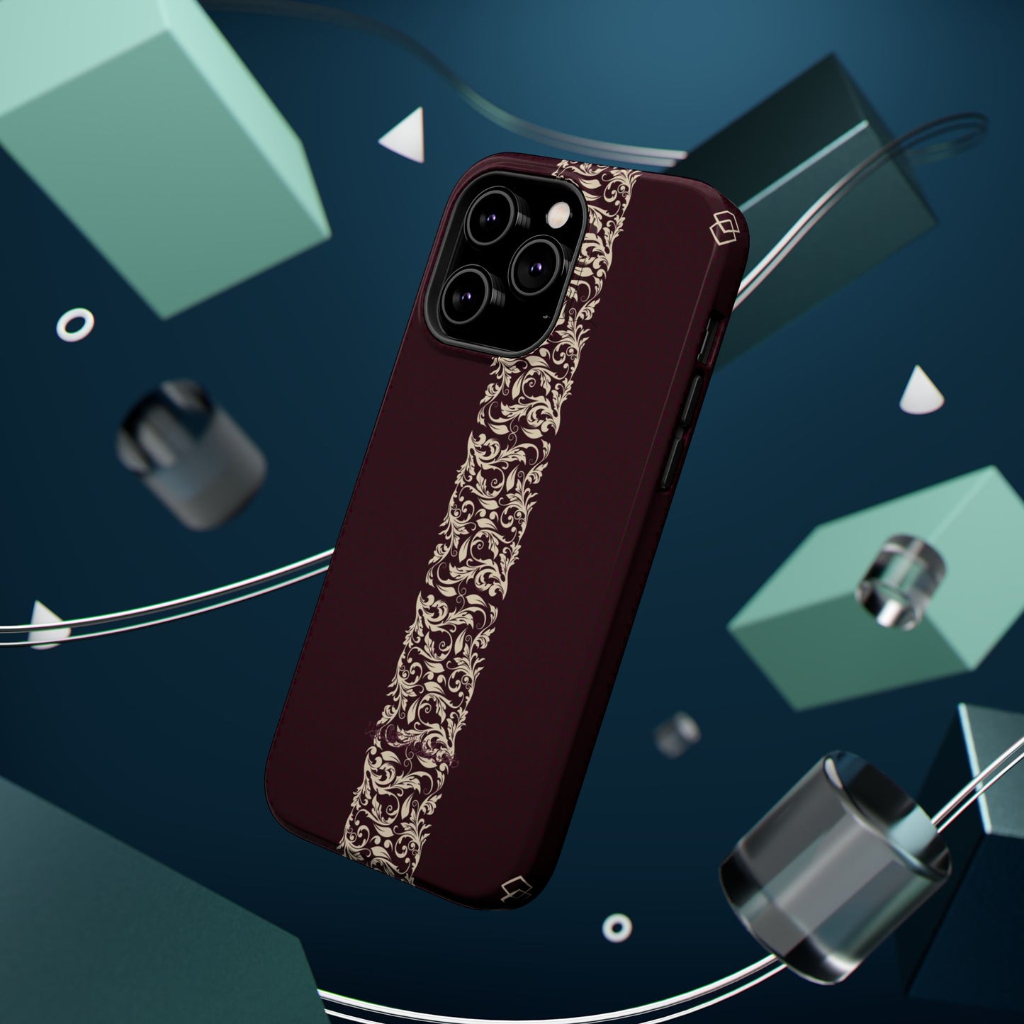 Red Dark and Beige geometric Design Iphone Magnetic Tough Case