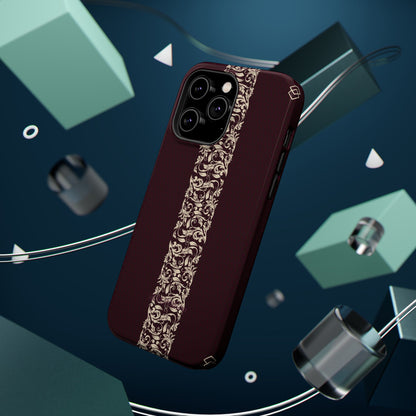 Red Dark and Beige geometric Design Iphone Magnetic Tough Case