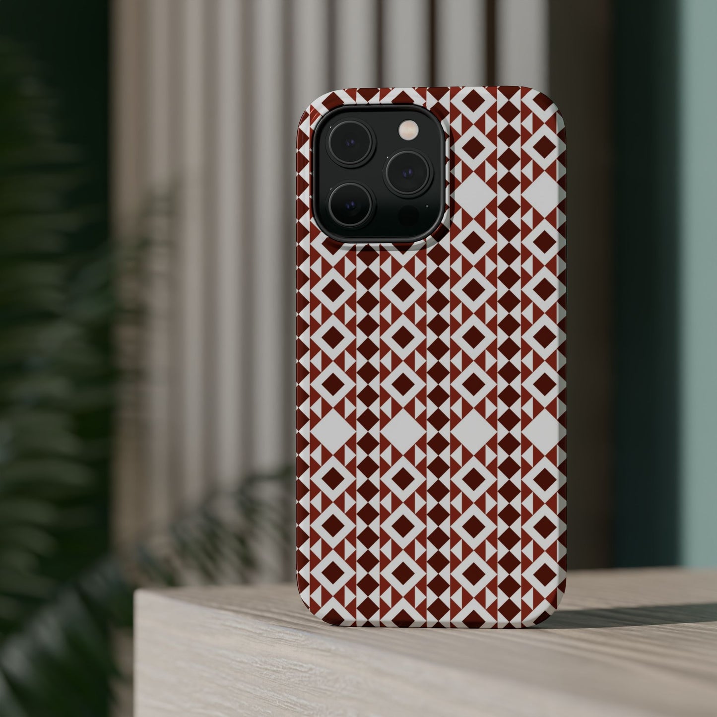 Red and White geometric Design Iphone Magnetic Tough Case