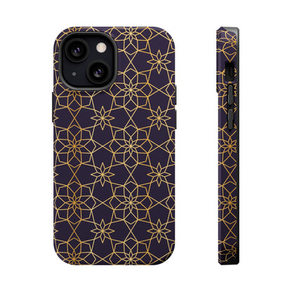 Gold and Purple Geometric Design Iphone Magnetic Tough Case
