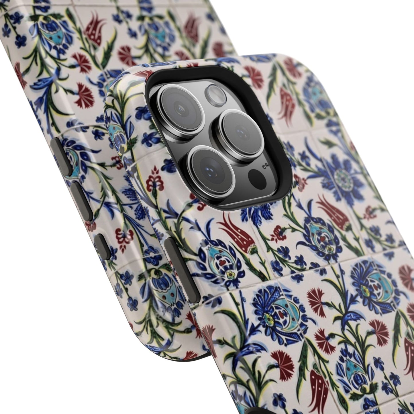 Blue ceramic Floral Design - Iphone Magnetic Tough Case