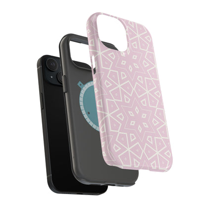 Pink and White Geometric Design Iphone Magnetic Tough Case