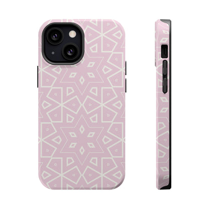 Pink and White Geometric Design Iphone Magnetic Tough Case