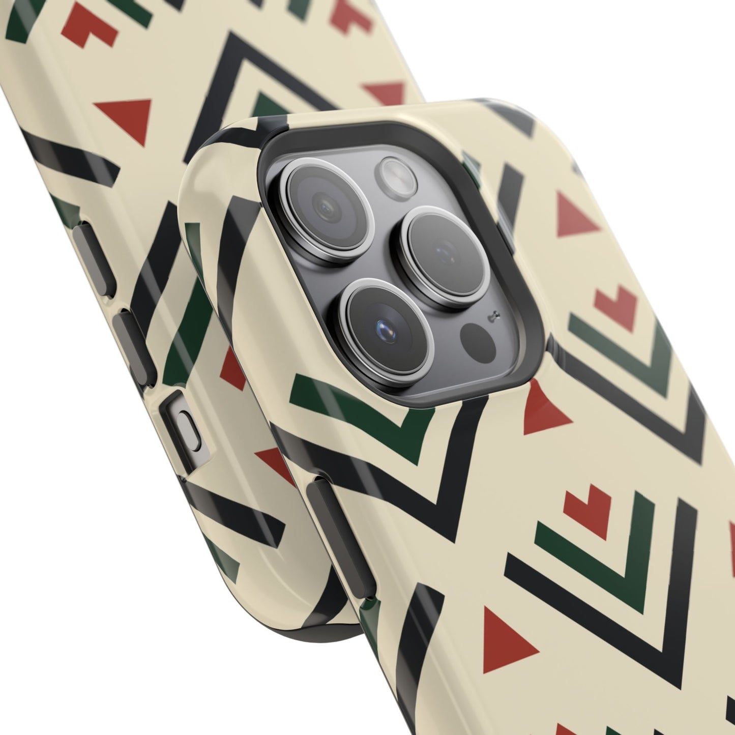 Red Black Green Geometric Design Iphone Magnetic Tough Case