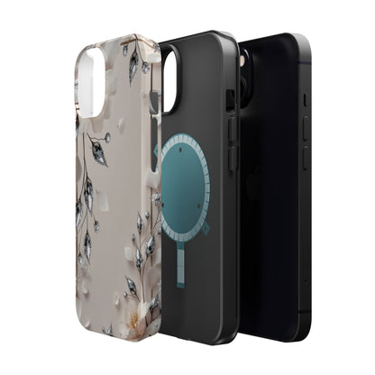 White Flowers and Diamonds 💎 Design - Iphone Magnetic Tough Case