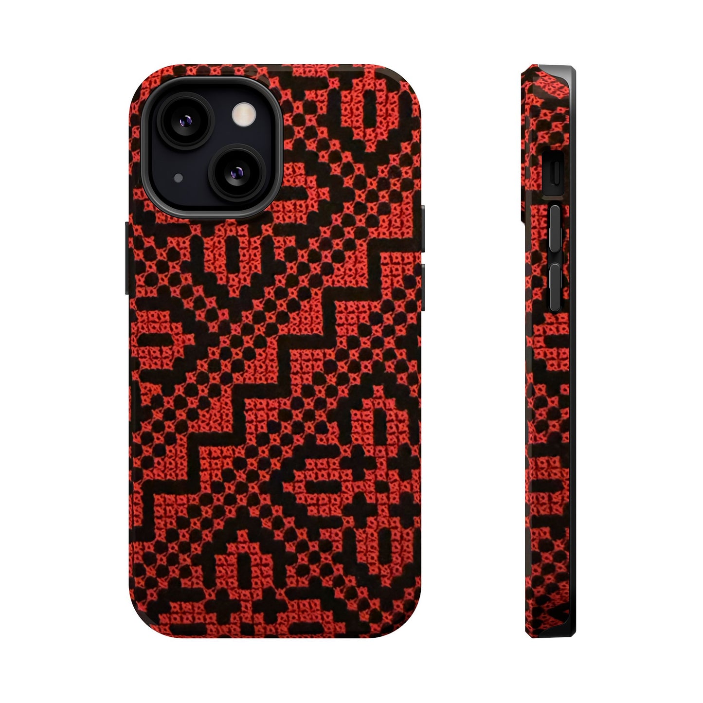 Red and Black Tatreez Design - Iphone Magnetic Tough Case
