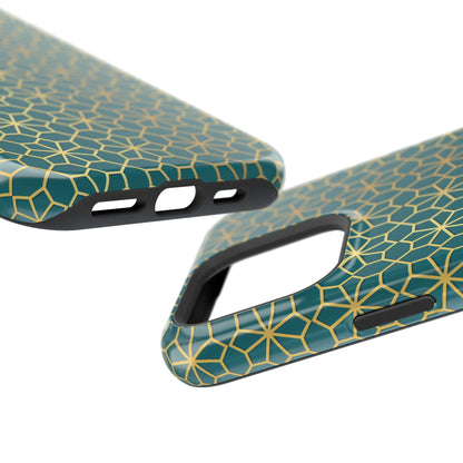 Gold and Green Flower Design - Iphone Magnetic Tough Case