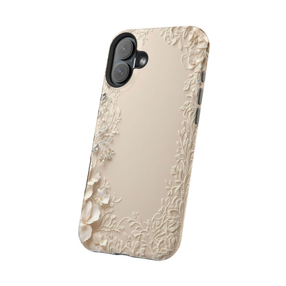 Beige Floral and Diamonds 💎 Design - Iphone Magnetic Tough Case
