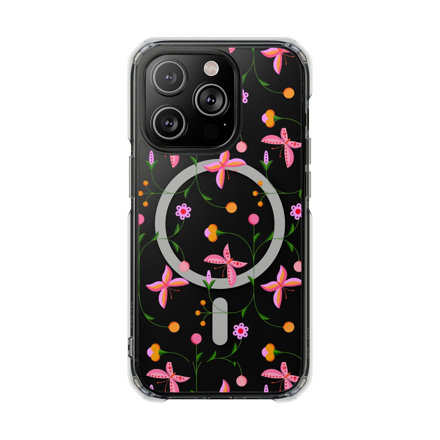 Pink Floral Garden  MagSafe Clear Phone Case