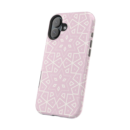 Pink and White Geometric Design Iphone Magnetic Tough Case