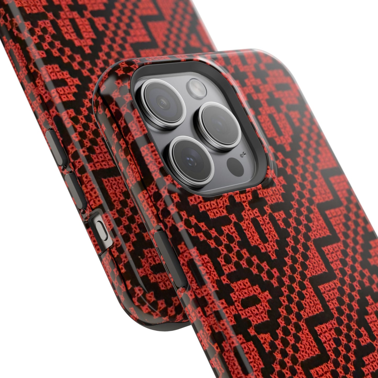 Red and Black Tatreez Design - Iphone Magnetic Tough Case