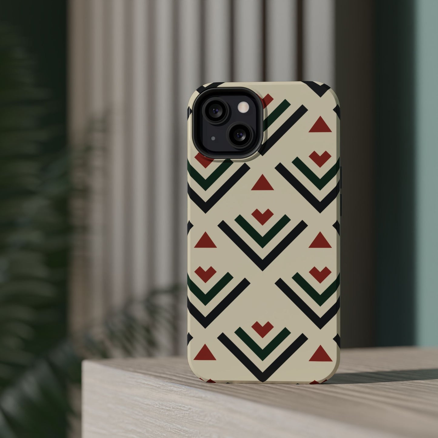 Red Black Green Geometric Design Iphone Magnetic Tough Case