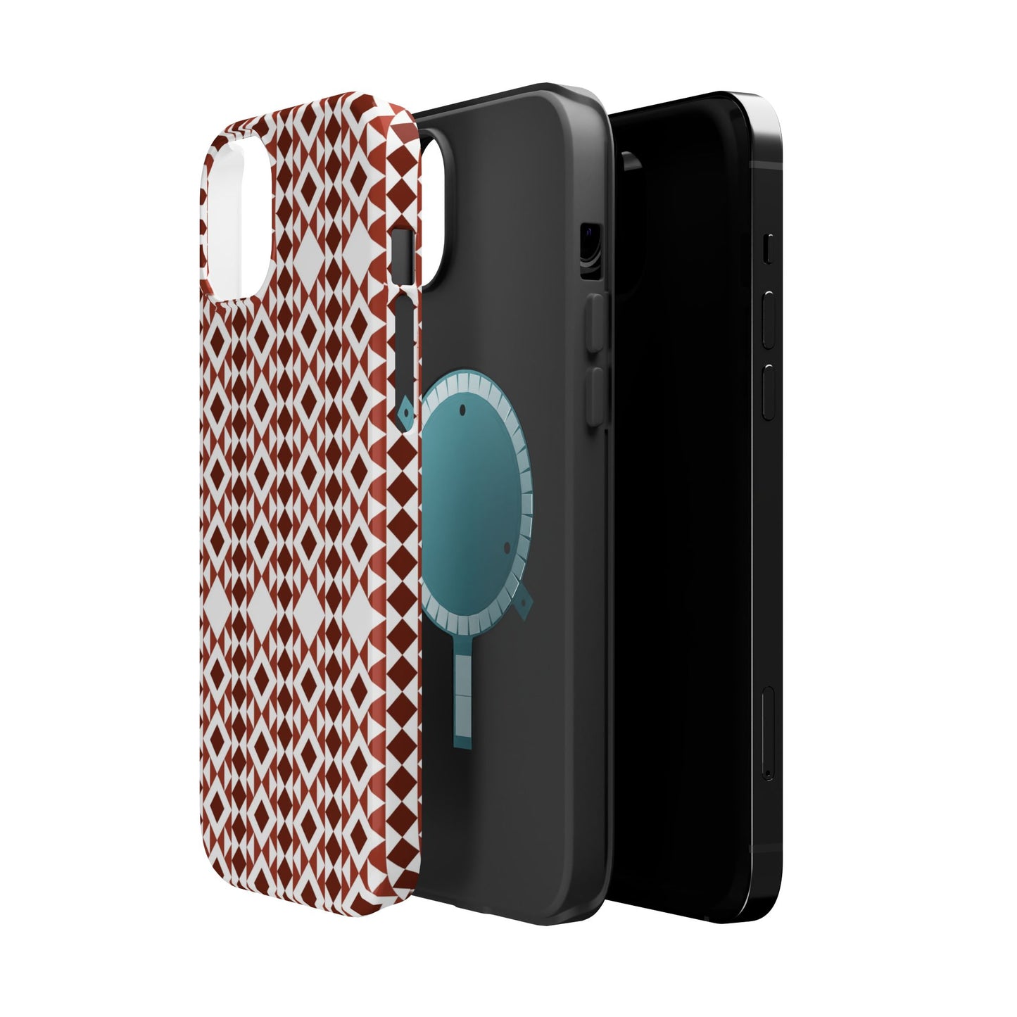 Red and White geometric Design Iphone Magnetic Tough Case