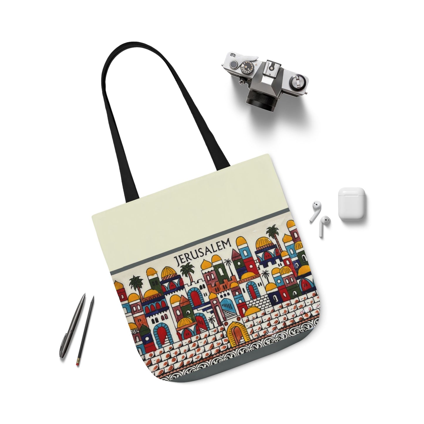 Jerusalem City  Tote Bag, 3-Color Straps