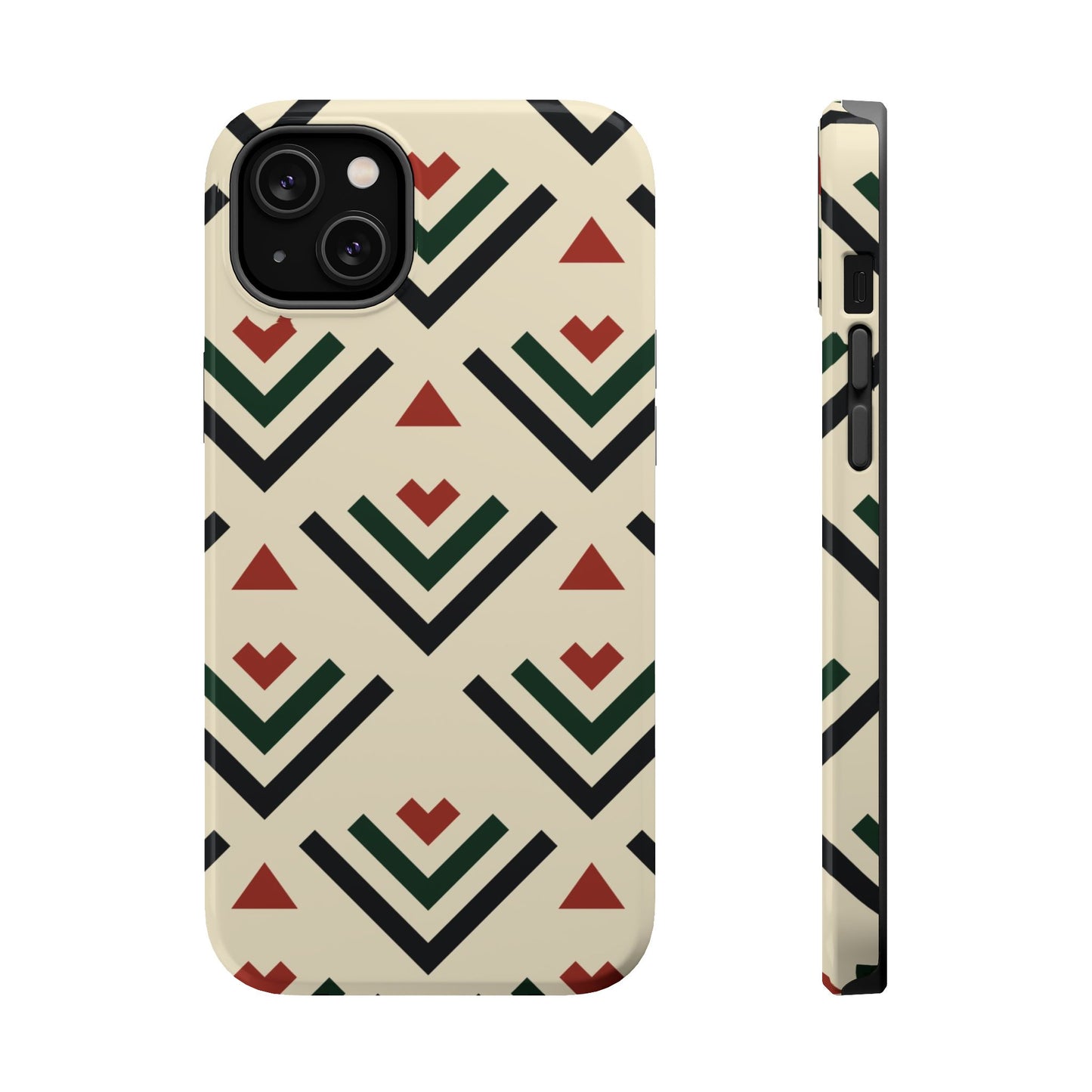 Red Black Green Geometric Design Iphone Magnetic Tough Case
