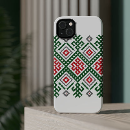 Red white Green and Black  Geometric Design Iphone Magnetic Tough Case
