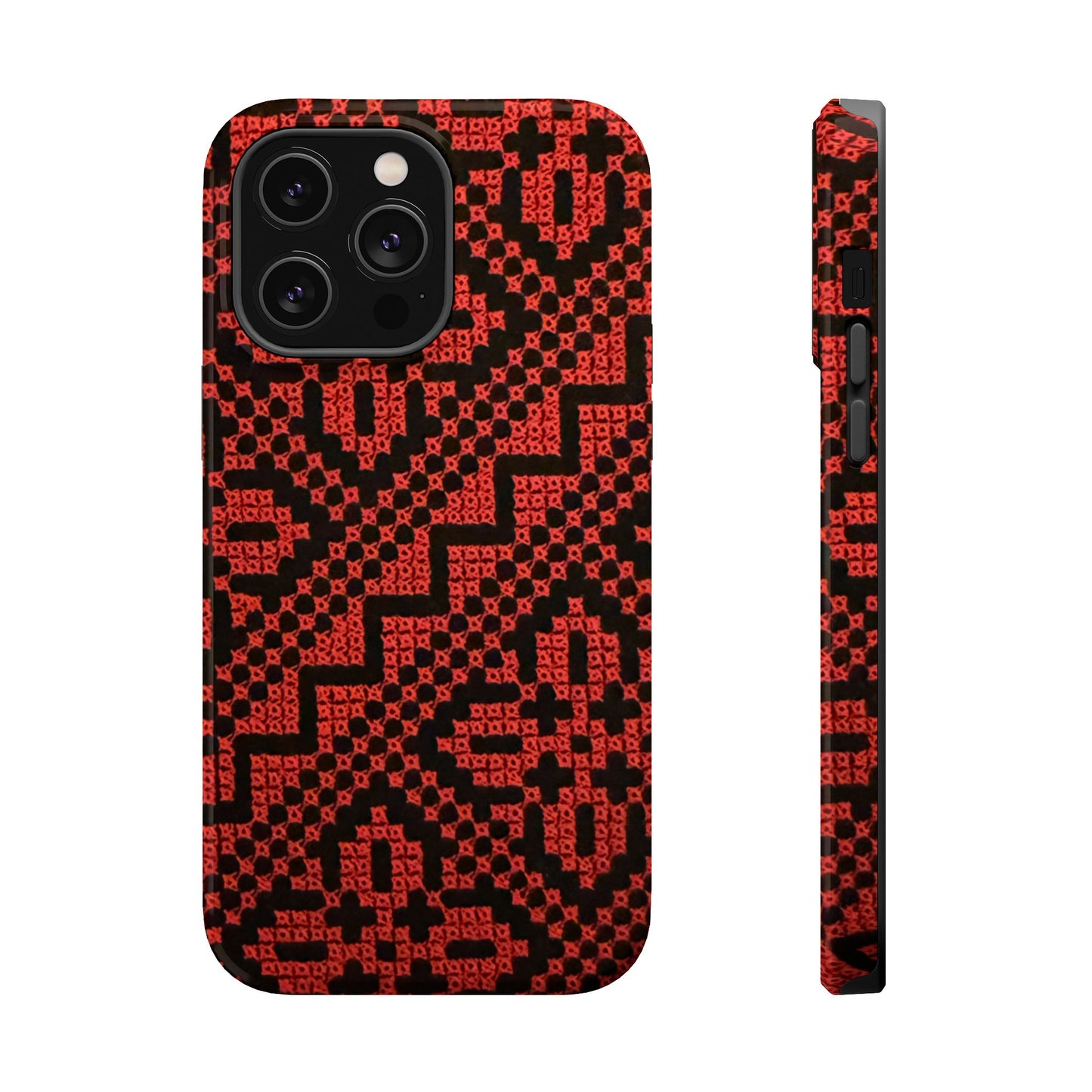 Red and Black Tatreez Design - Iphone Magnetic Tough Case
