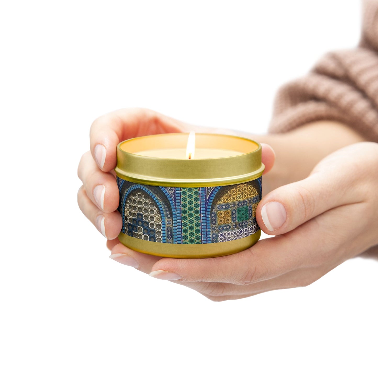Aqsa Golden Tin Candles | Elegant Home Fragrance | Decorative Candle Gifts for All Occasions | Relaxing Aromatherapy
